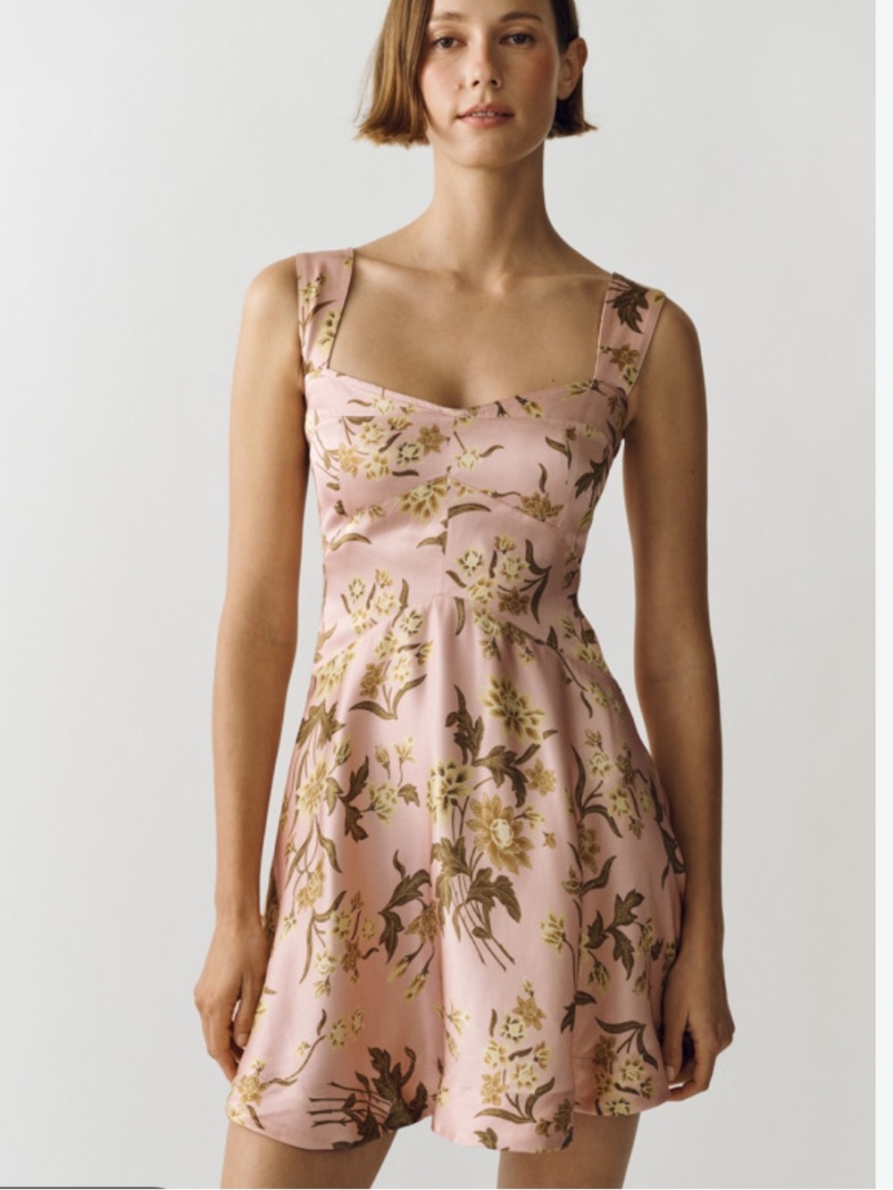 Maeve Jocelyn Pink Floral Square-Neck Slip Mini Dress size small
